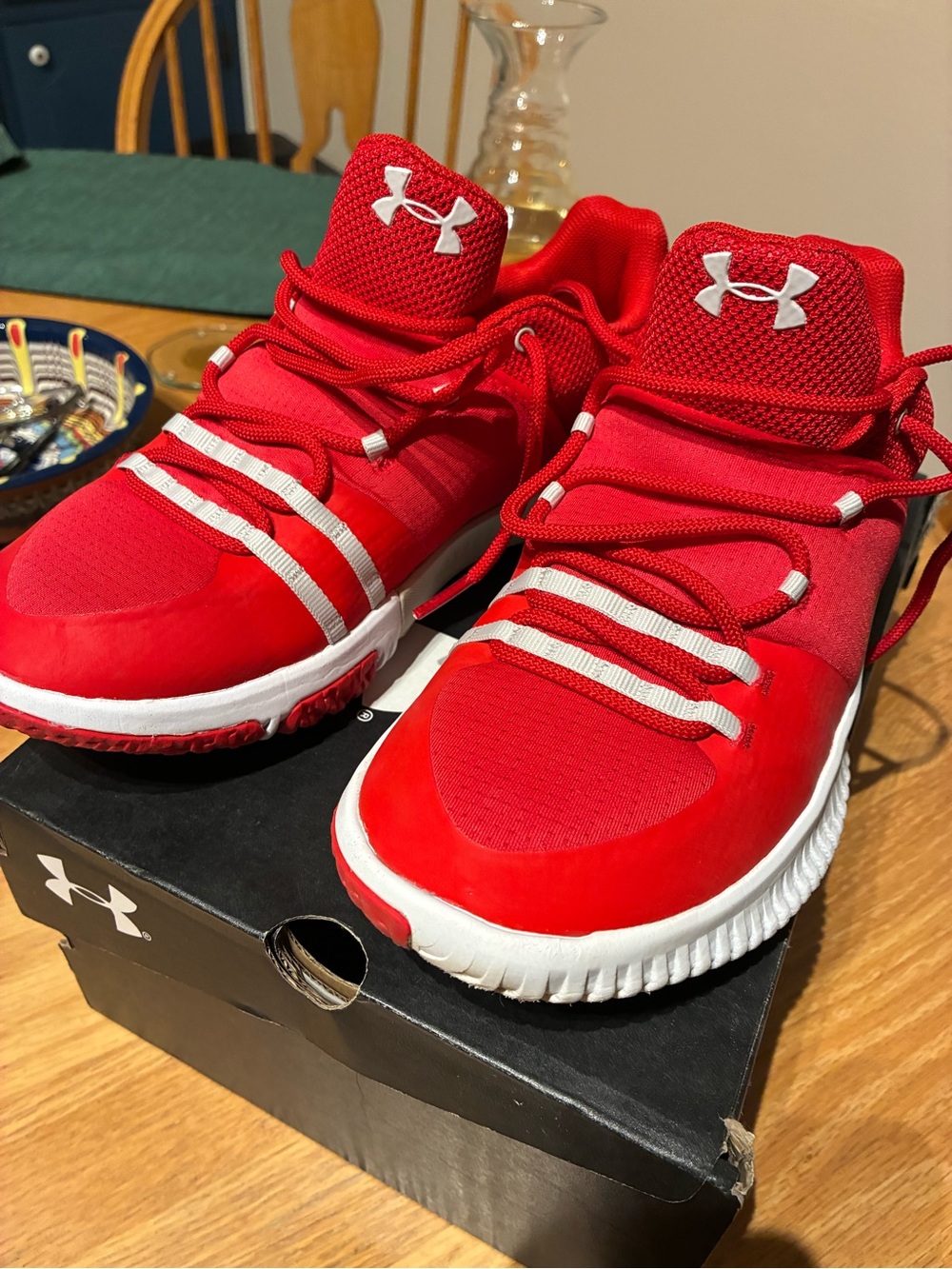 Under Armour Red and White Athletic Sneakers-Olympic edition